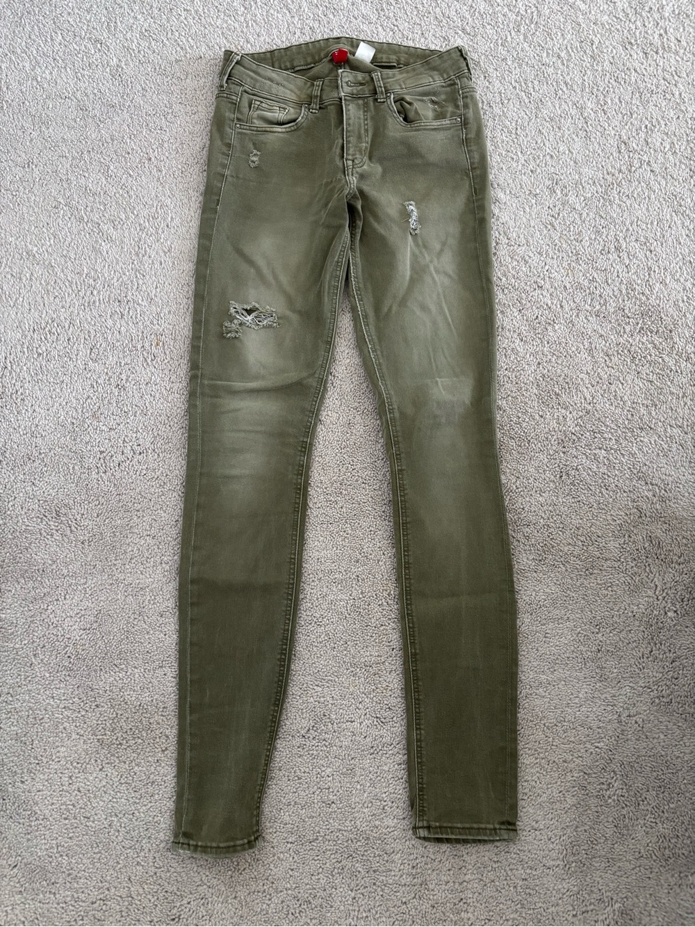 Divided Olive Green Distressed Skinny Jeans